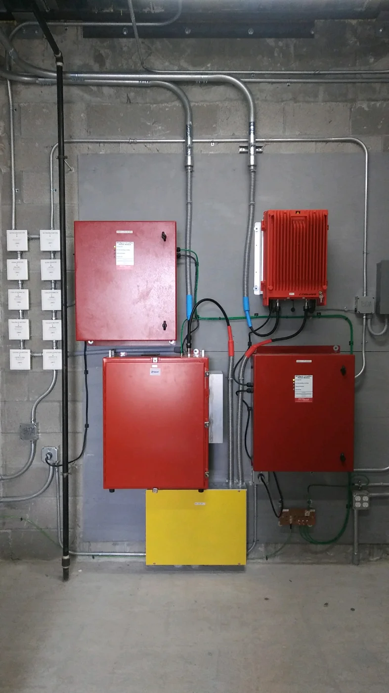 Installed BDA equipment with conduit and cabling