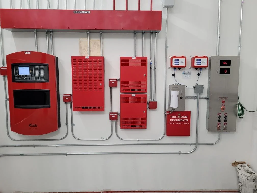 Fire alarm control equipment and devices mounted on a wall